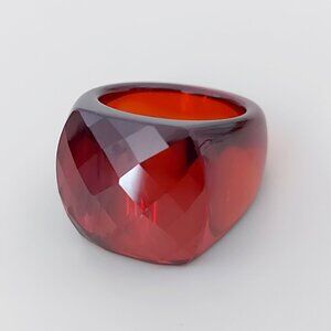 Solid crystal CZ ruby red glam statement ring NWOT